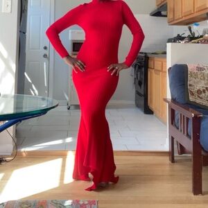 Hera Collection Vibrant Red Long Sleeve Dress